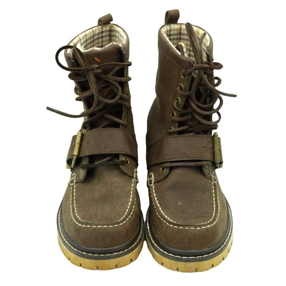 Marc Ecko Blackwelder Boots Brown Leather Men's Size 7 Ankle Boots Buckle Strap - Picture 4 of 9